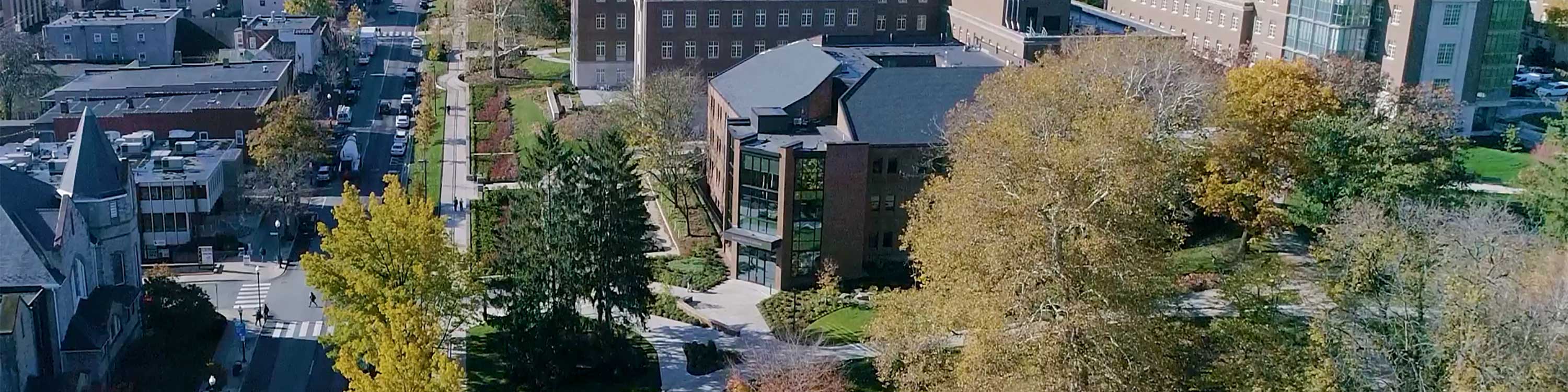 aerial view of Penn State Campus near Nursing Sciences Building